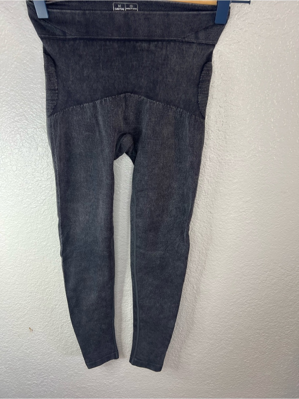 High-Rise Dark Gray Jeggings with Ribbed Side Panels